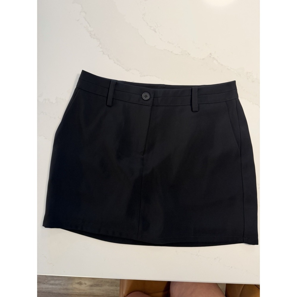 French Connection Women's Mini Skort Black Size 8 Button Front NWT
